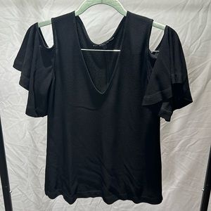 Derek Lam Woman’s Black short sleeve Cut out v neck blouse